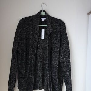 NWT Calvin Klein Men's Sweater Zip-Up in Black Knit